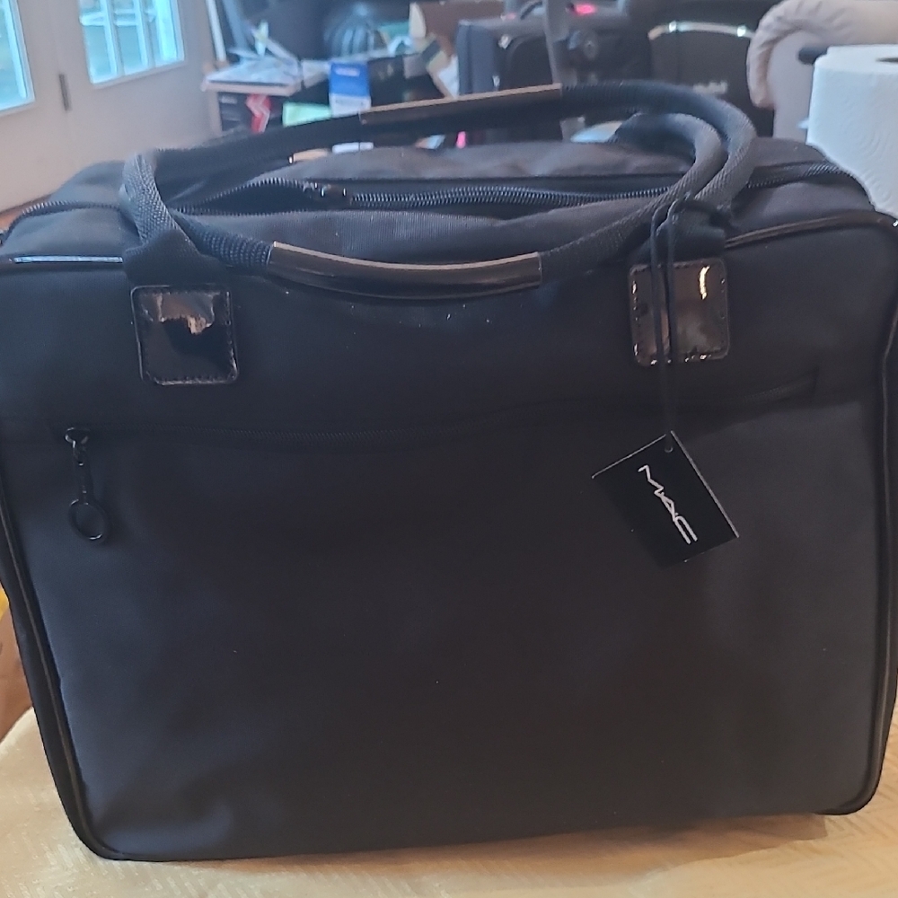 MAC Cosmetics Black Laptop Bag for Women....Travel Back Slide, Shoulder Strap